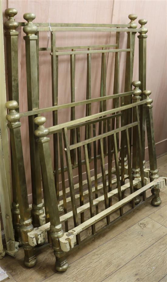 A pair of brass single beds, W.101cm